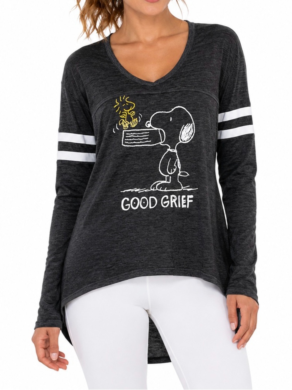 Peanuts Snoopy Woodstock Good Grief Women’s Long Sleeve Burnout Tee XL